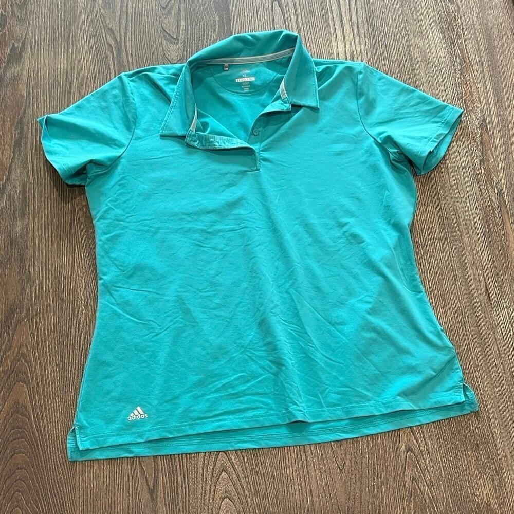 Adidas Womens Golf Polo Shirt Short Sleeve Button Front Collared Blue Size XL